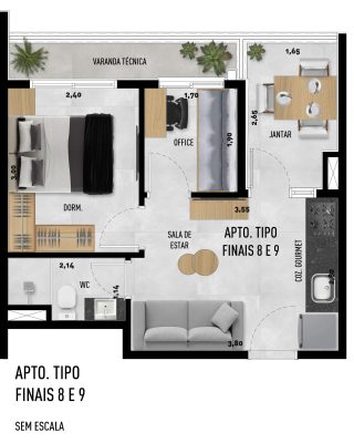 TIPO 8 e 9 - 1Dorm-escrit-var